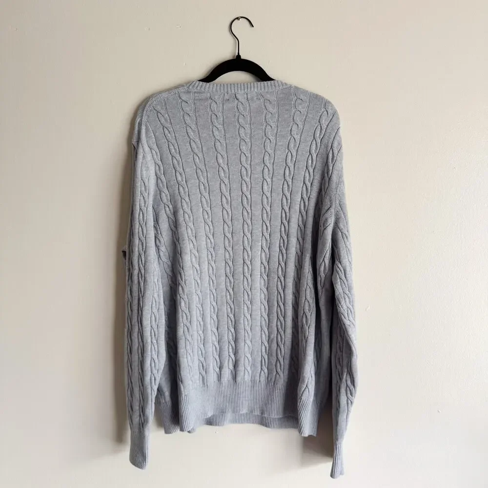 Brooks Brothers Grey Supima Cotton Crewneck Cable Knit Sweater - XL